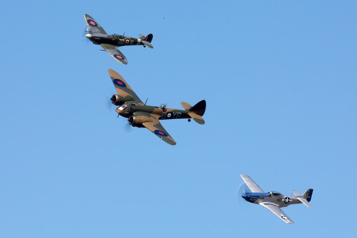 Blenheim, Spitfire and Mustang at Revival 2016
